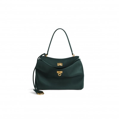 BALENCIAGA WOMEN'S RODEO HANDBAG SMALL IN PINE GREEN 7897792RA4U3910 (28.9*20*9.9cm) BALENCIAGA WOMEN'S RODEO HANDBAG SMALL IN PINE GREEN 7897792RA4U3910 (28.9*20*9.9cm)